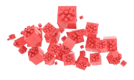 flying gift boxes on white