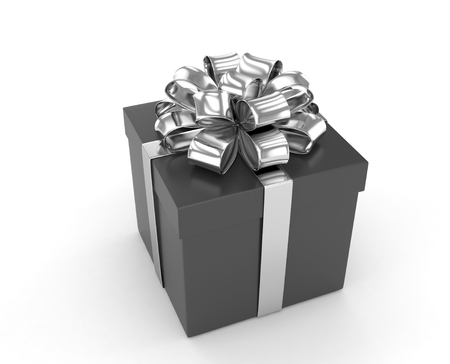 gift box with bows isolated on whiteの写真素材
