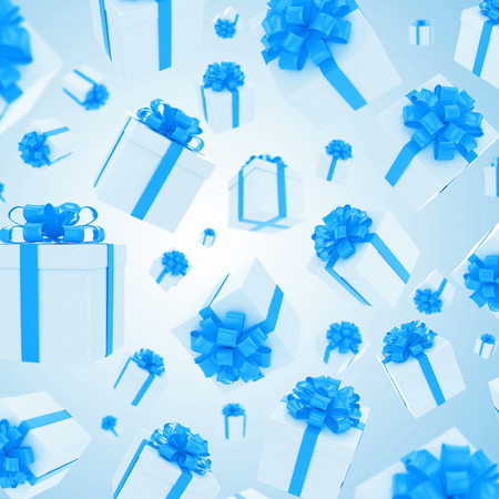 a lot of gift box fall downの写真素材