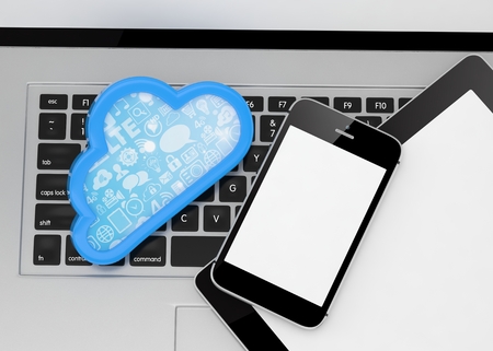 laptop, tablet pc, smart phone and cloud