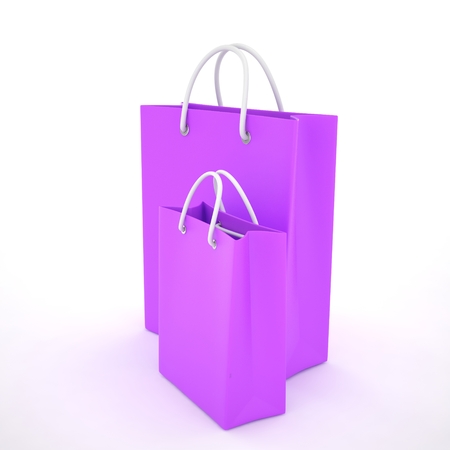 Paper Shopping Bags isolated on white backgroundの写真素材