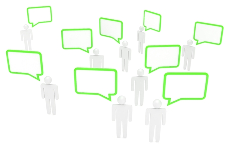 people with talk bubbles isolated over a white background