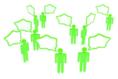 people with talk bubbles isolated over a white background
