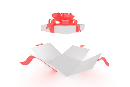 open gift box on white backgroundの写真素材