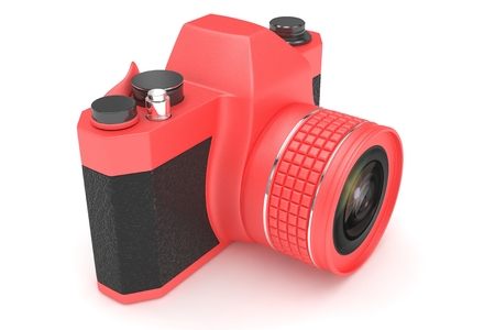 Retro camera isolated on  white backgroundの写真素材
