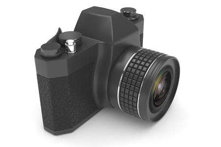Retro camera isolated on  white backgroundの写真素材