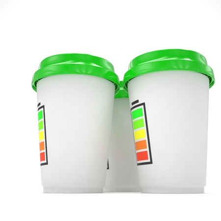 Three paper coffee cups