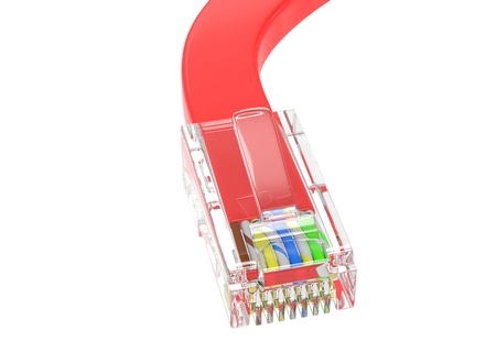 wire rj-45 on a white background, isolated. 3d rendering.