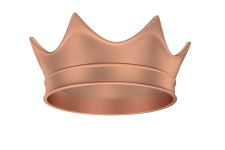 Bronze royal simple crown on white. 3D rendering.の写真素材