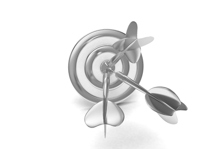 Three arrows darts in center. 3d rendering.の写真素材