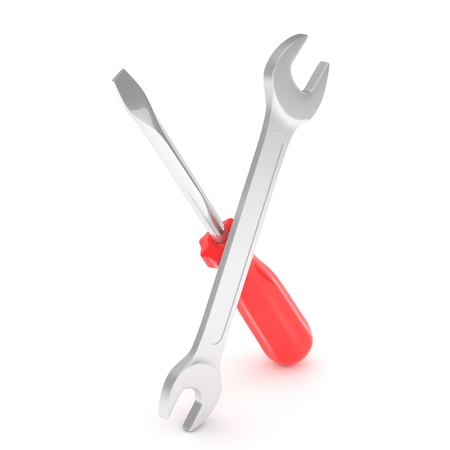 3D Illustration Wrench and screwdriver, service conceptの写真素材