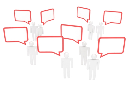people with talk bubbles isolated over a white background. 3d rendering.