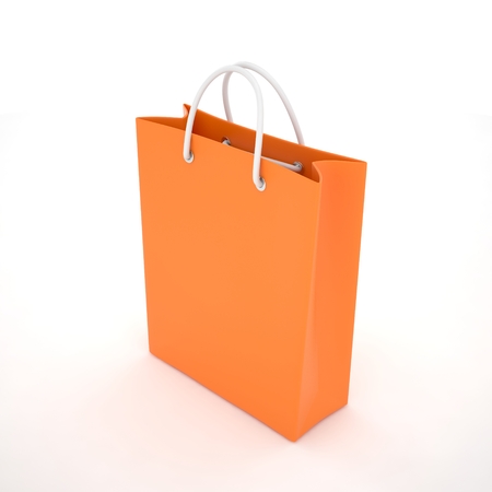 Paper Shopping Bag isolated on white background. 3d rendering.の写真素材