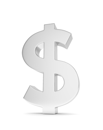 Isolated silver dollar sign on white background.  3D rendering.の写真素材