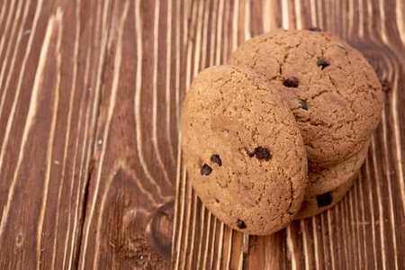 oat cookies on wooden tableの写真素材