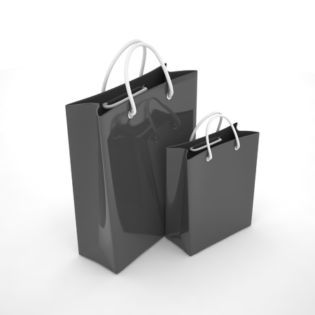 Paper Shopping Bags isolated on white background. 3d rendering.の写真素材