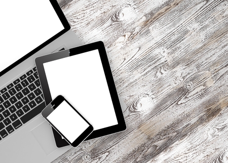 Laptop, phone and tablet pc. 3d rendering.の写真素材
