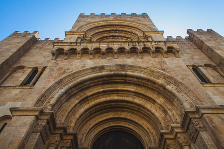 medieval catholic cathedral in Coimbra, Portugalの写真素材