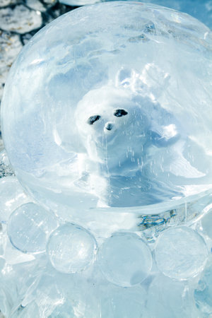 a freshwater seal toy in iceの写真素材