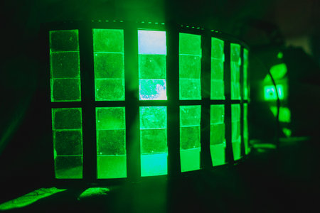 a green floodlight at a disco