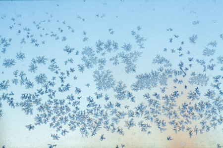 frost texture on the window glass in winter