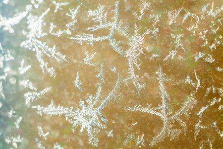 frost texture on the window glass in winter