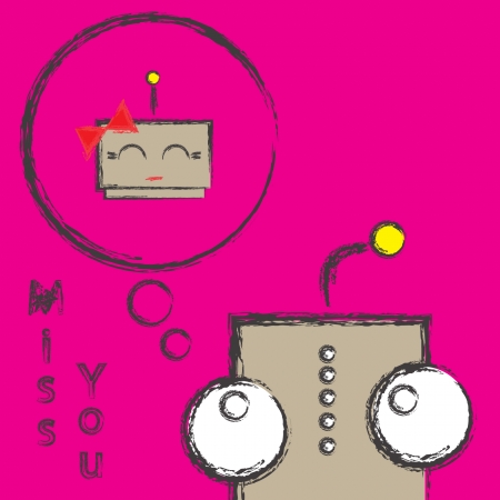 Robot miss his girlfriendのイラスト素材