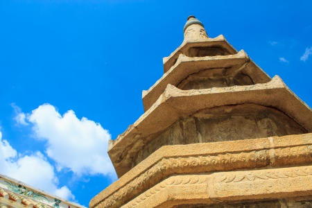 Stone pagoda on blue skyの写真素材