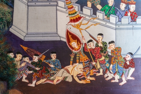 Public Thai pattern art at Wat Nak Prok  のeditorial素材