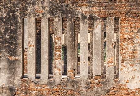 Window of ancient church at Wat Phra Prang, Si Satchanalai, Sukhothai, Thailand  の写真素材