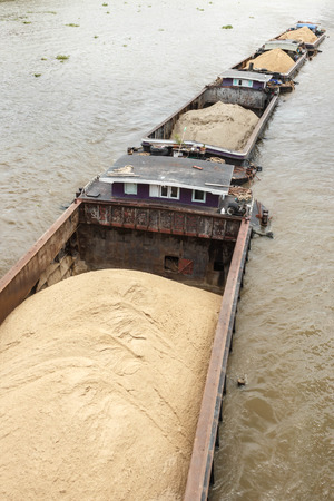 Sand barge on the Chao Phraya River in Bangkok.の写真素材