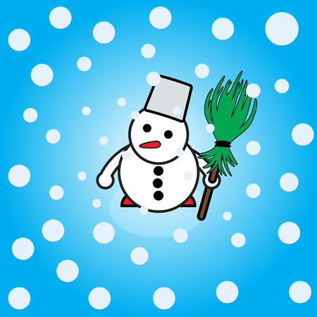 Snowman with falling snowのイラスト素材