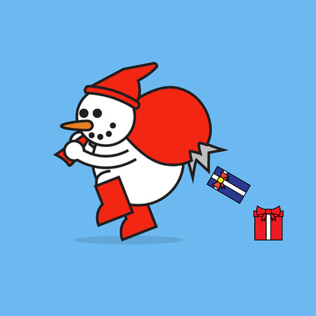 Snowman with Santa sack.のイラスト素材