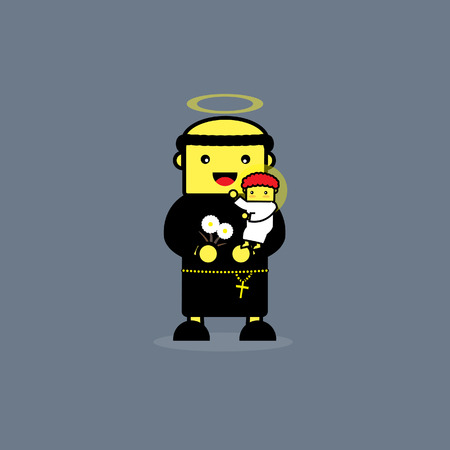 Man in St. Anthony of Padua suit for All Saints\' Day.のイラスト素材