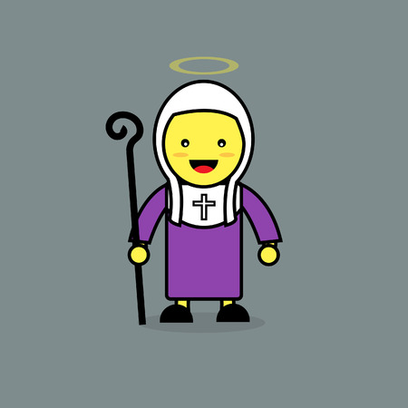 Woman in St. Monica suit for All Saints\' Day.のイラスト素材
