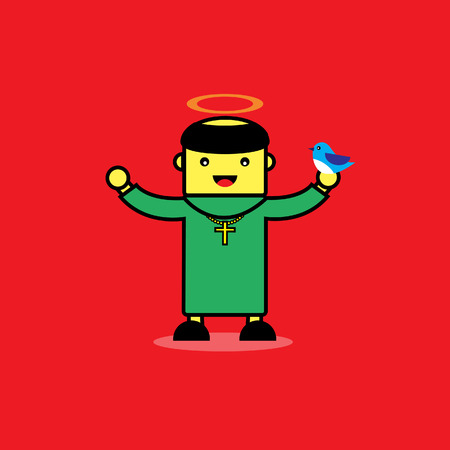 Man in St. Francis of Assisi suit for All Saints.のイラスト素材