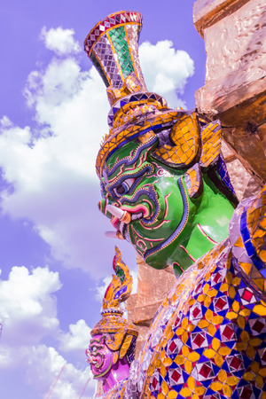 Giant statue Wat Phra Kaew Bangkok Thailand.の写真素材