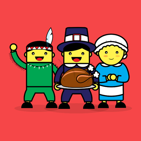 Happy people on thanksgiving day.のイラスト素材