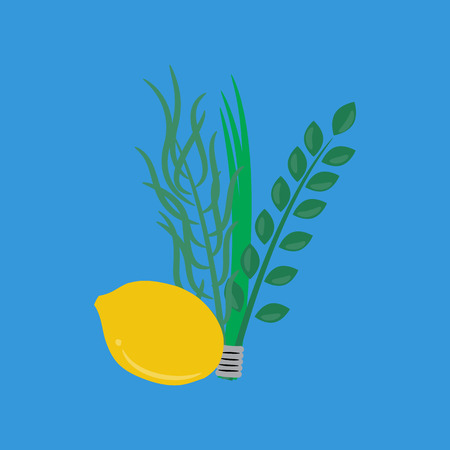 Etrog, lulav hadas and arava for Sukkot festival.のイラスト素材