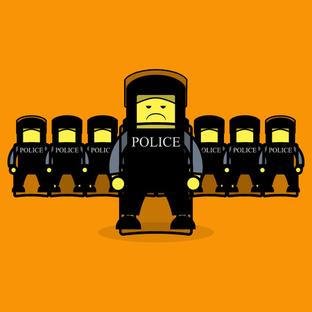 Riot police cartoon.のイラスト素材