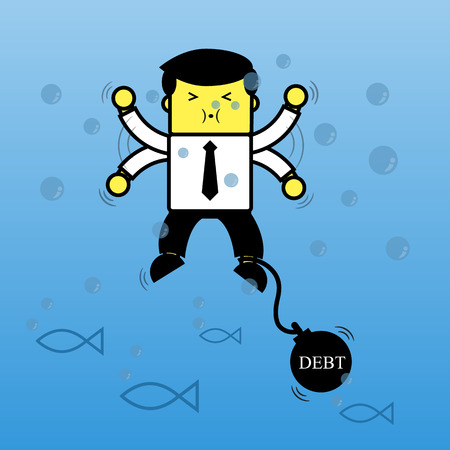 Businessman drowning In debt.のイラスト素材