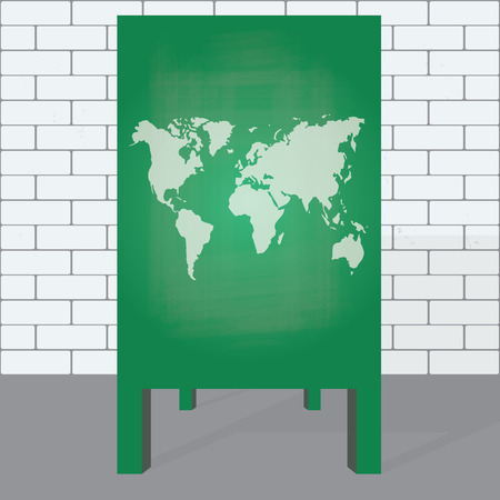 World map on green chalkboard.のイラスト素材