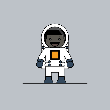 Cute man in the astronaut suit, Cartoon vector illustration.のイラスト素材