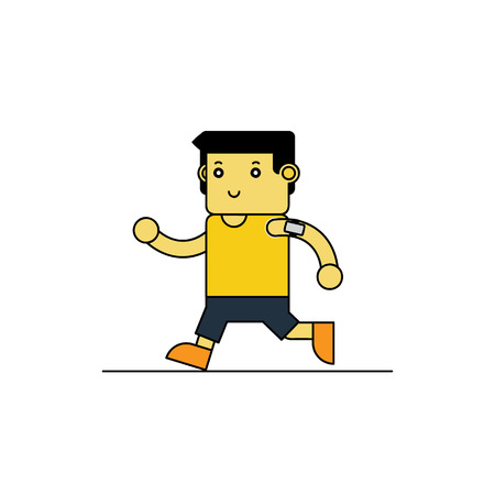 Cute man jogging, cartoon vector illustration.のイラスト素材