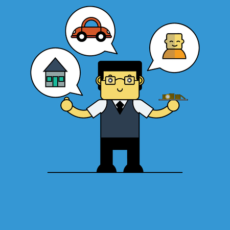 Cute actuary, Cartoon vector illustration.のイラスト素材
