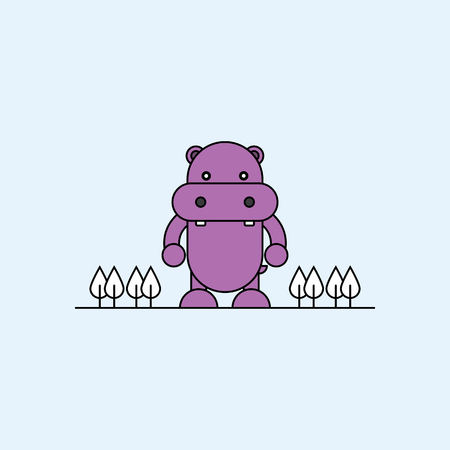 Cute hippo.のイラスト素材