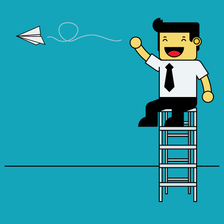 Businessman throwing paper airplane.のイラスト素材