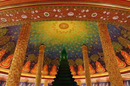 Emerald pagoda inside Wat Paknam Phasi Charoen Bangkok, Thailand.のeditorial素材