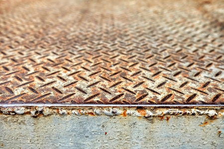 Diamond Plate Steel Pavement. (Selective Focus)