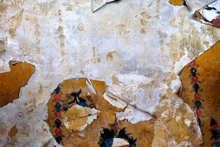 Weathered Ancient Thai Church Door.の写真素材